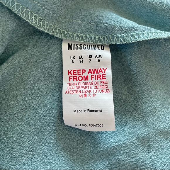 NWT Missguided Satin One Shoulder Asymmetric Ruched Side Midi Dress Blue 2 - Picture 14 of 16